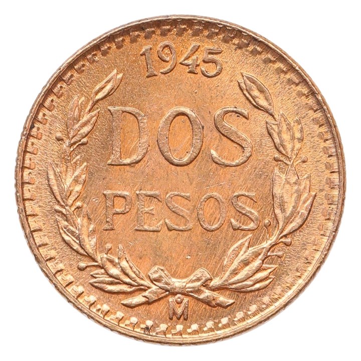 10 Stk Mexico 2 Pesos 1945 UNC