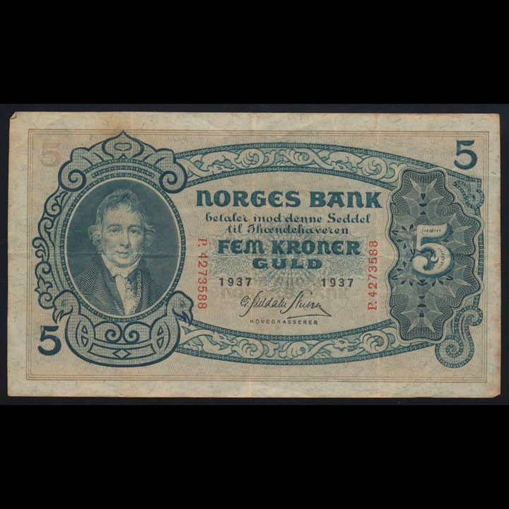 5 Kroner 1937 P Kv 1-