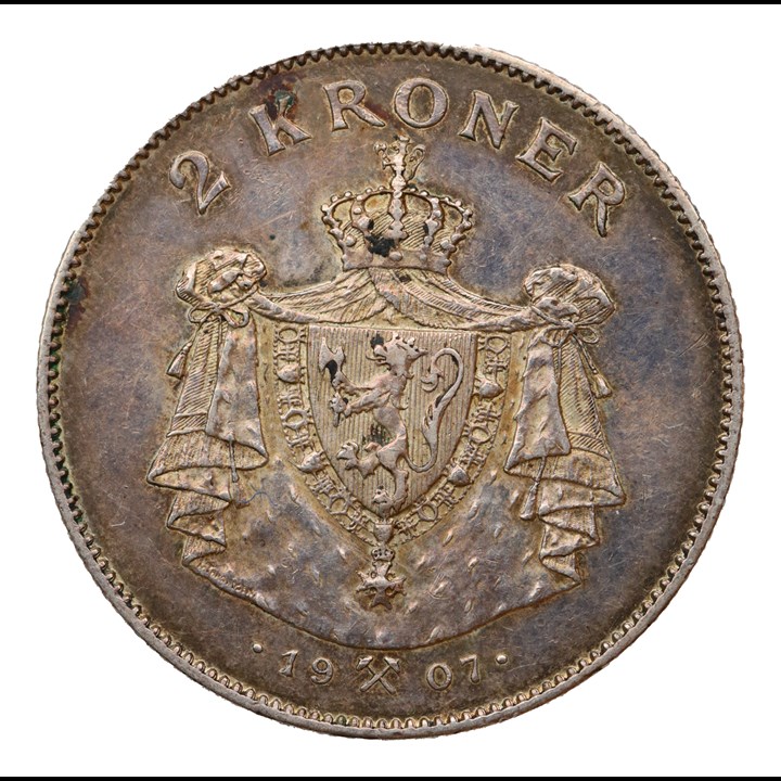 2 Kroner 1907 Gevær Kv 1+