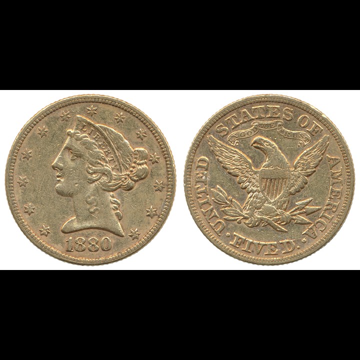 USA 5 Dollars 1880 Kv 1+