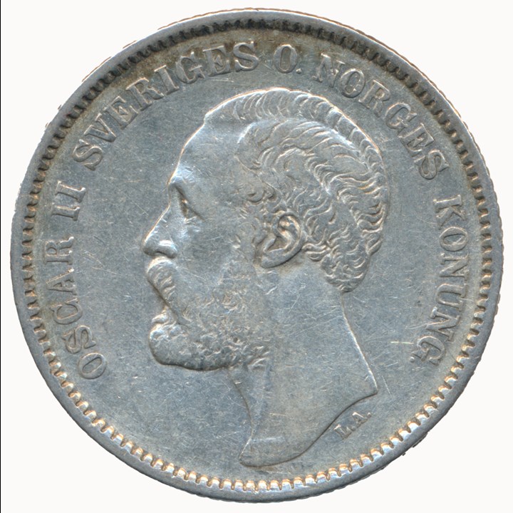 Sweden 2 Kronor 1877 VF Scarce grade
