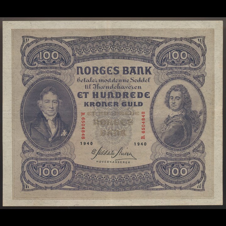 100 Kroner 1940 B Kv 1+ (XF)