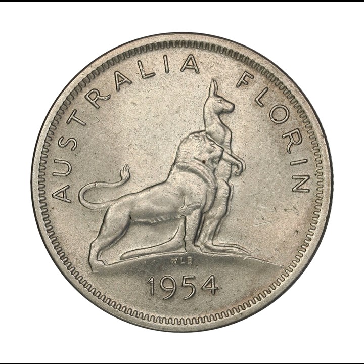 Australia Florin 1954 Kv 0/01