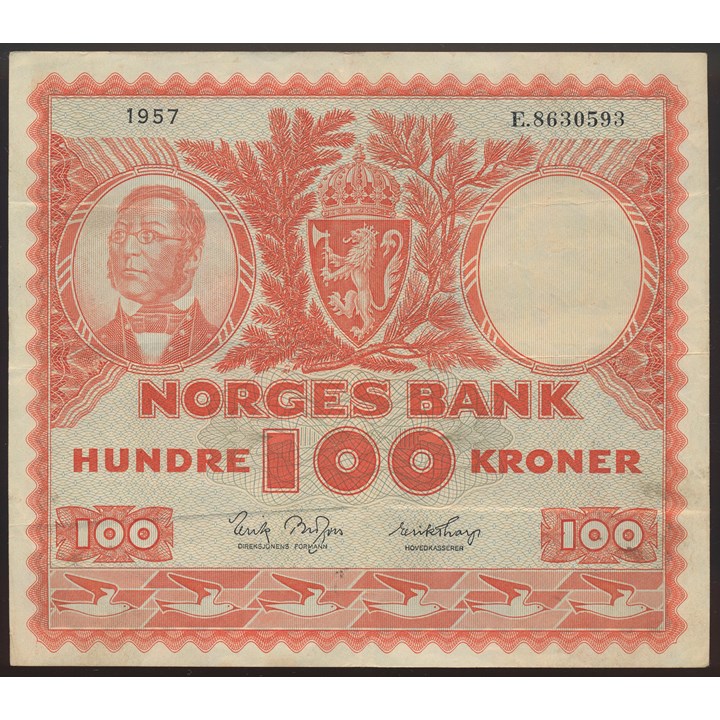 100 Kroner 1957 E Kv 1