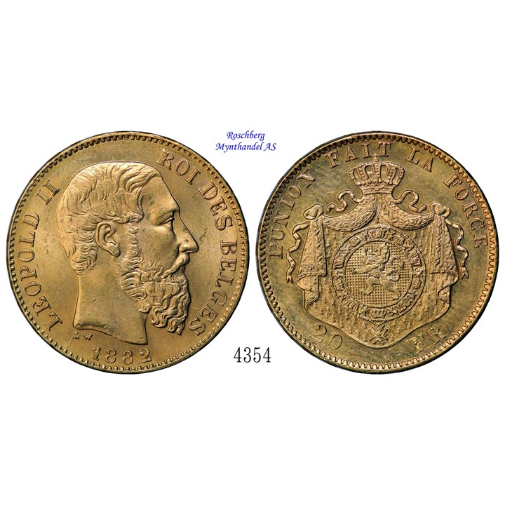 Belgium 20 Francs 1882 UNC