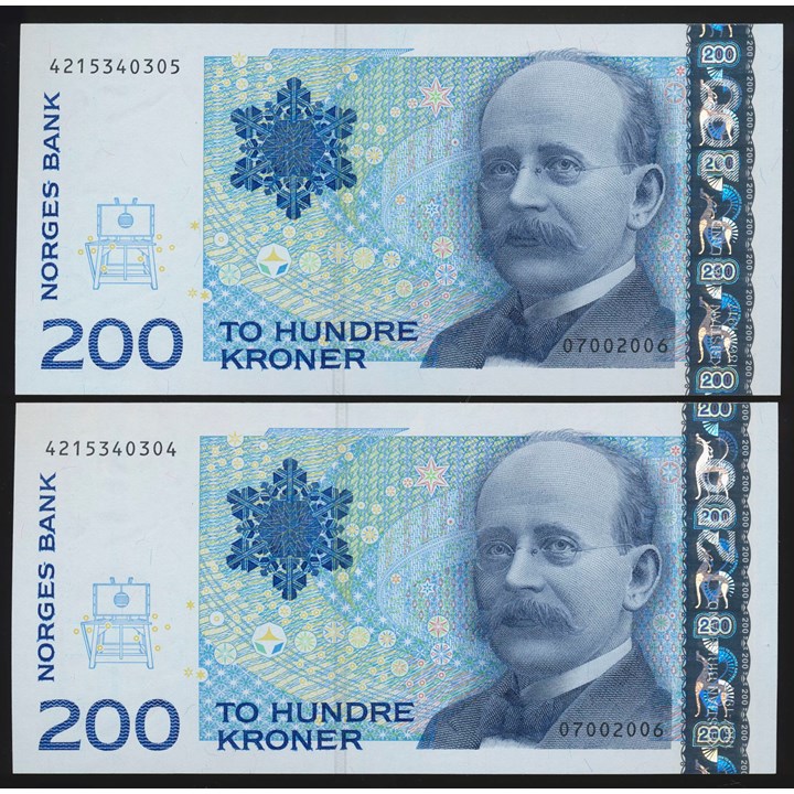 200 Kroner 2006, 2 Stk. i rekkefølge Kv 0