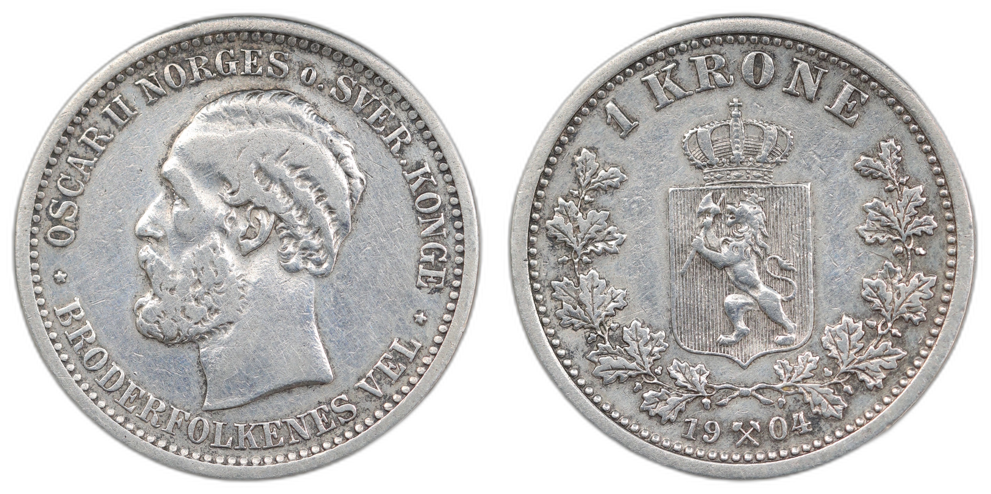 Norge 1 Krone 1904 Kv 1, renset