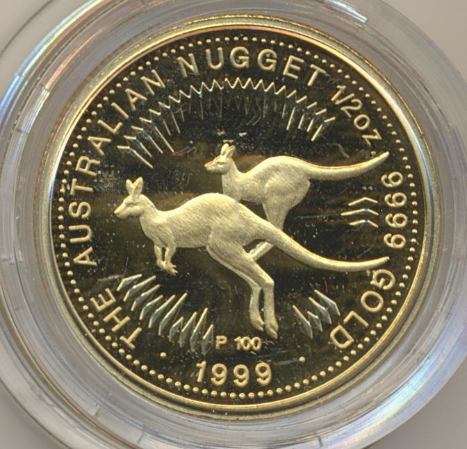 Australia Kangaroo 1999 1/2 Oz 9999 Gull Proof