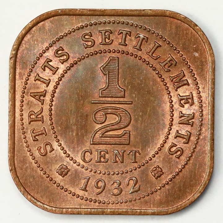 Straits Settlements 1/2 Cent 1932 Kv 0