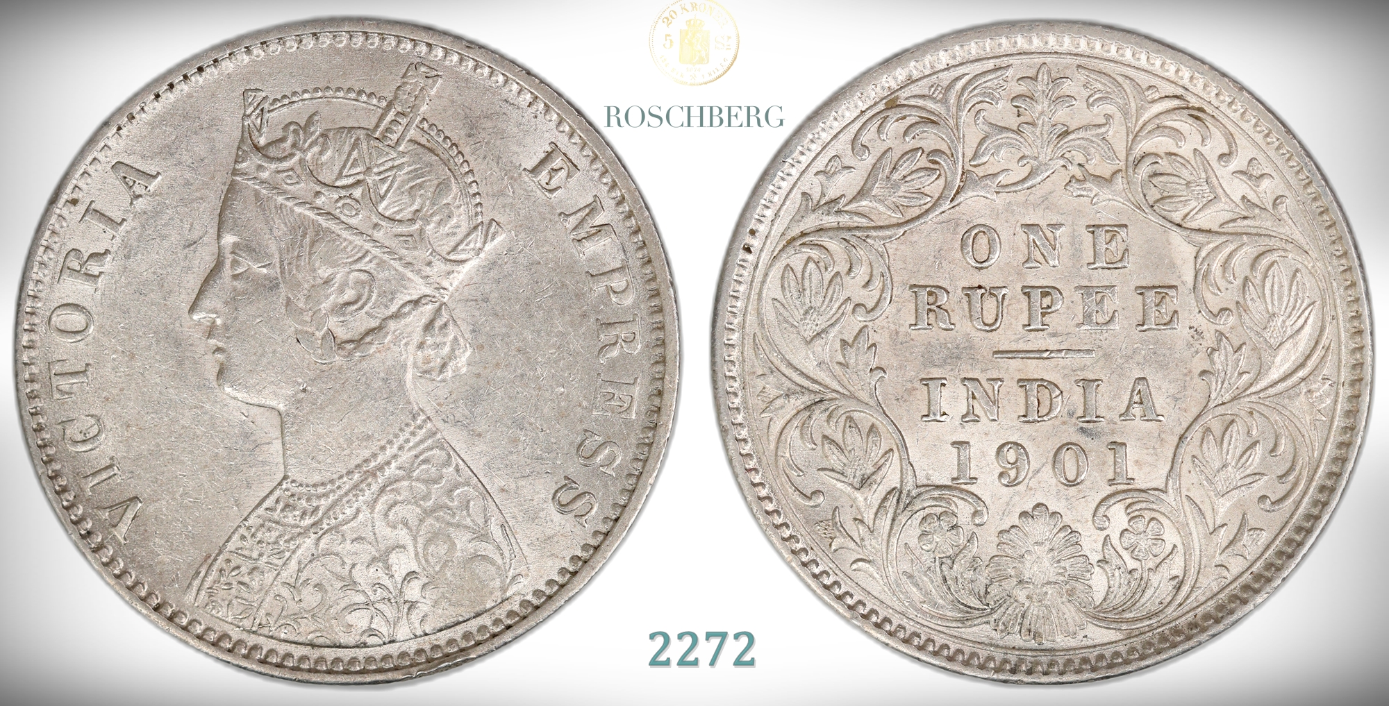 India, British 1 Rupee 1901-C  Kv: 01 (AU)