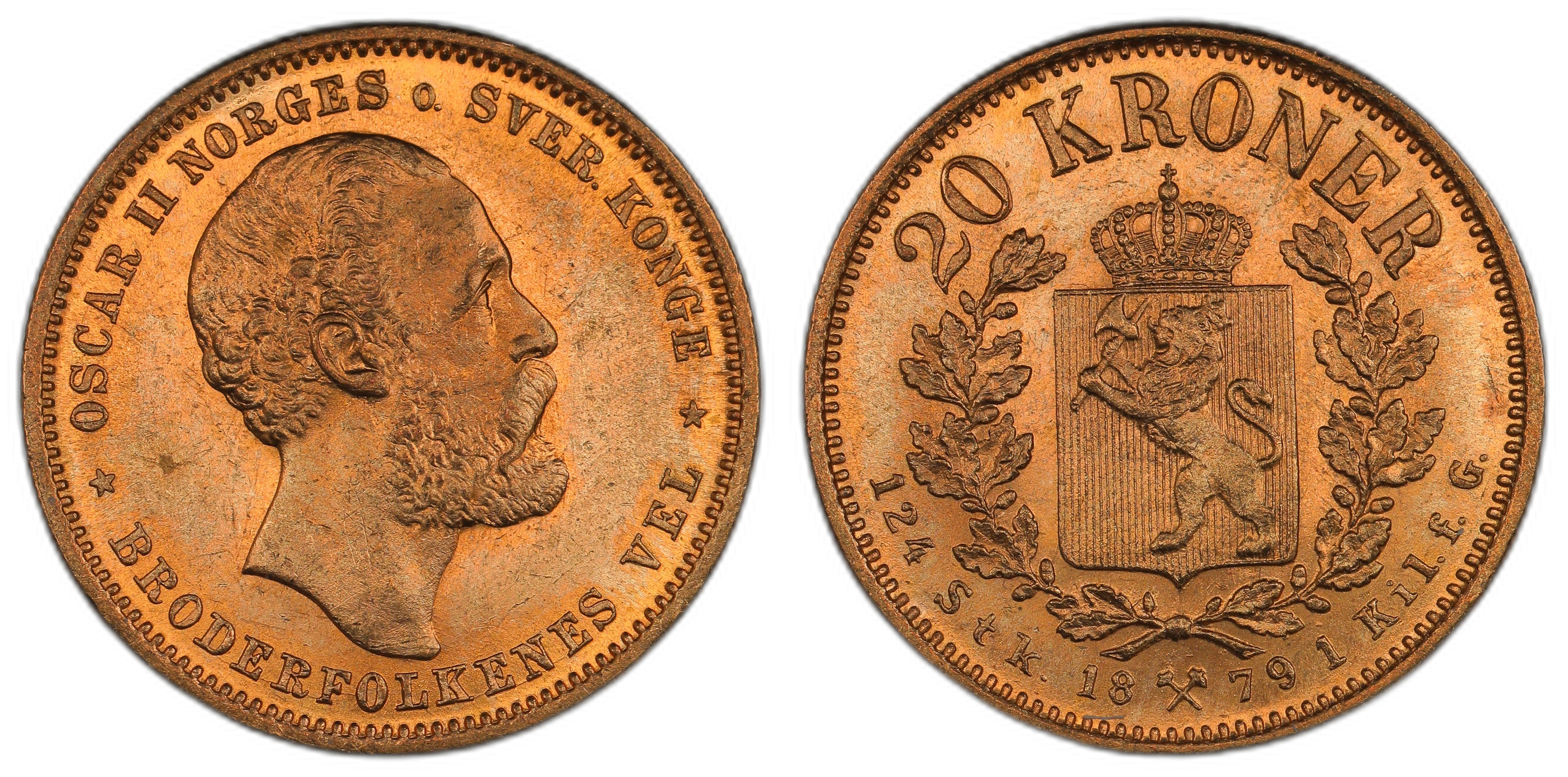 Norge 20 Kroner 1879 Kv: 0/01