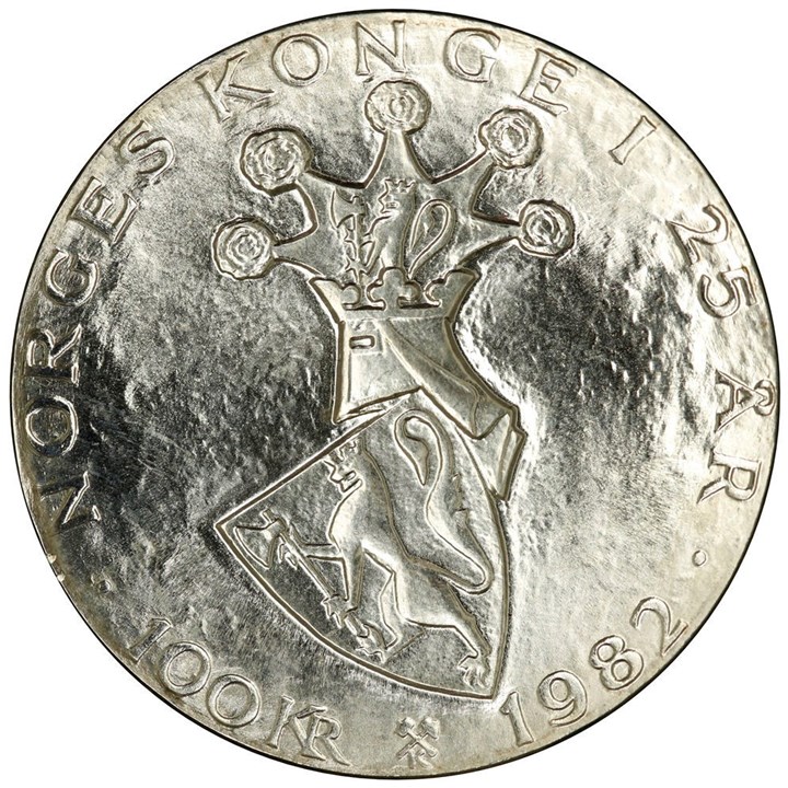 100 Stk 100 Kroner 1982 2288 gram rent sølv