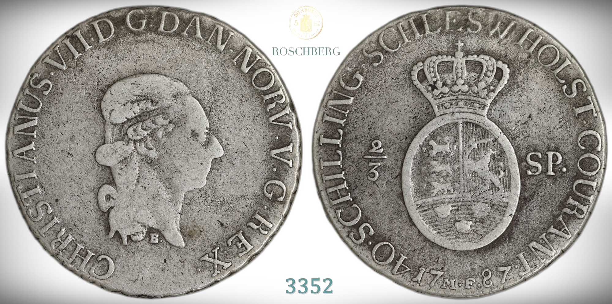 Danmark 2/3 Speciedaler 1787  Kv: 1, anhengsspor