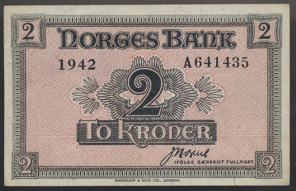 2 Kroner 1942 A London Kv g1+, noe smuss revers