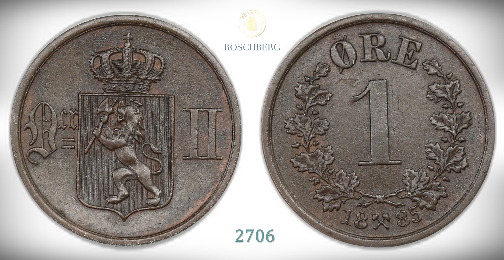 Norge 1 Øre 1885  Kv: 1+
