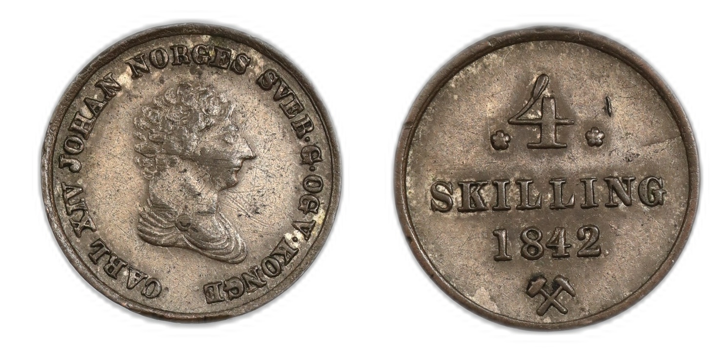 Norge 4 Skilling 1842 Kv 1+