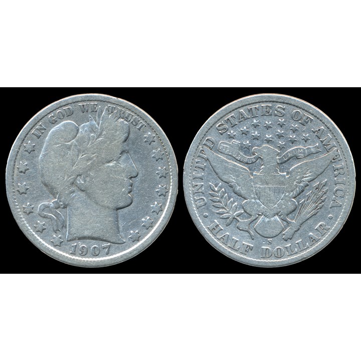 USA Half Dollar 1907 S VG, cleaned