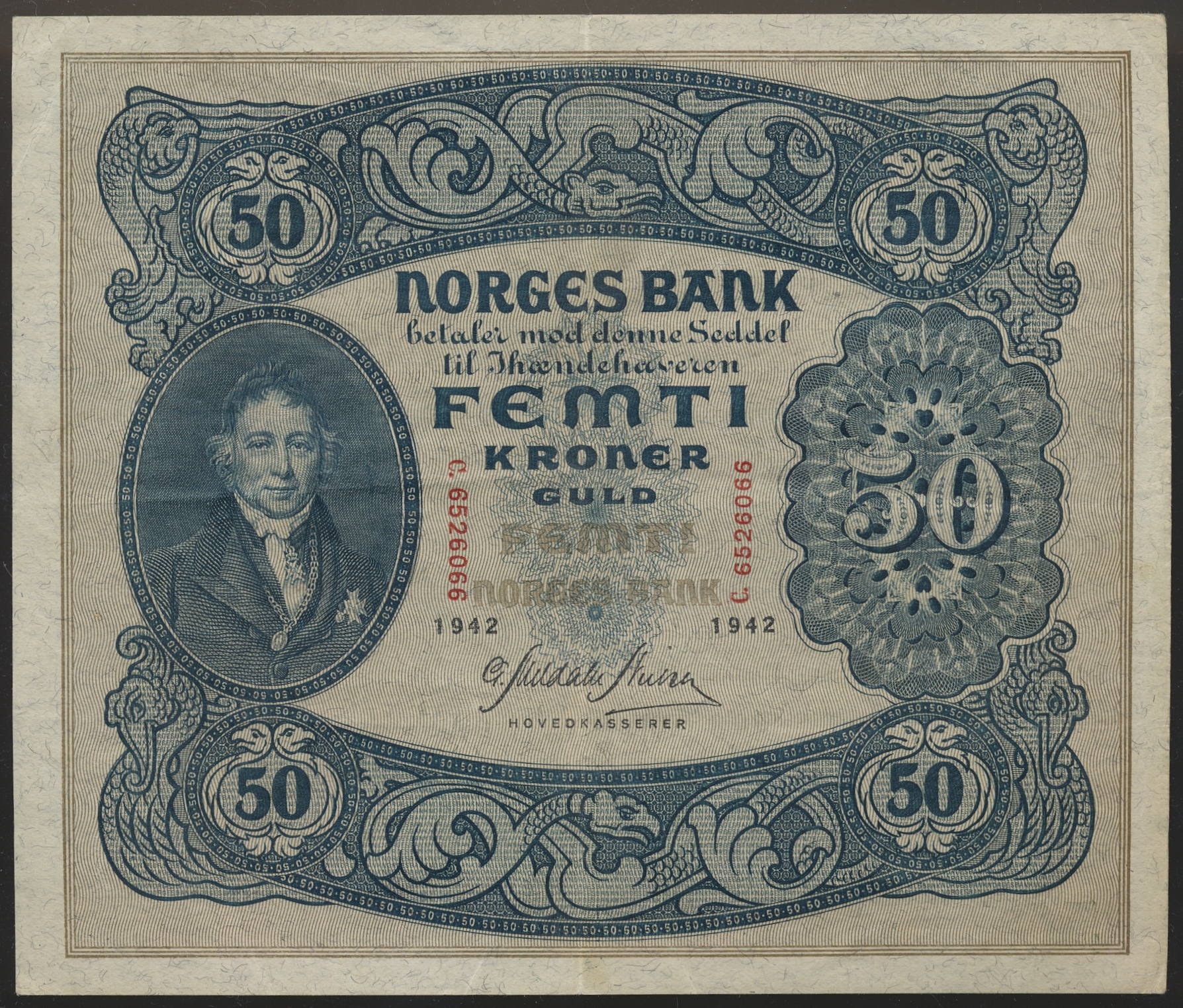 50 Kroner 1942 C Kv 1/1+ (VF)