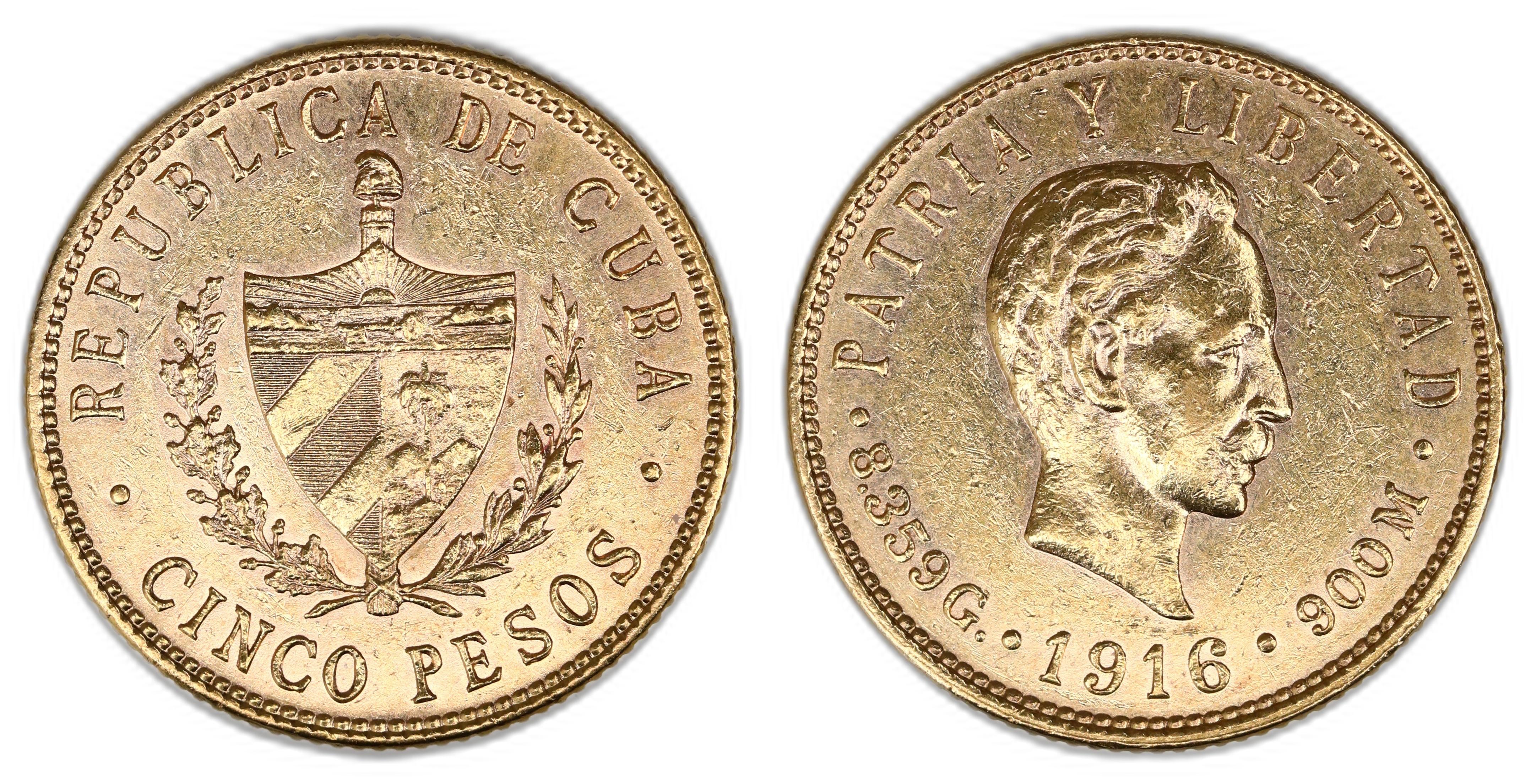 Cuba 5 Pesos 1916  Kv: AU