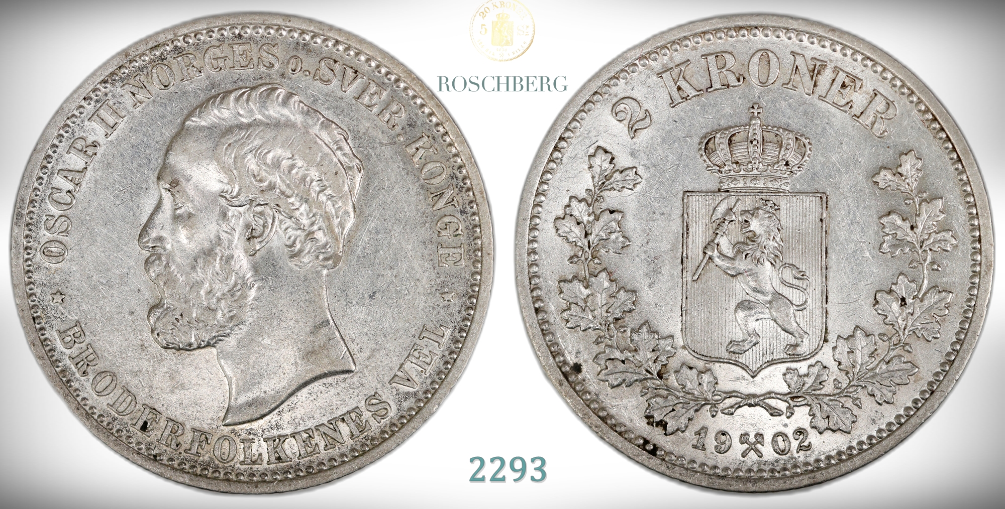 Norge 2 Kroner 1902  Kv: 01