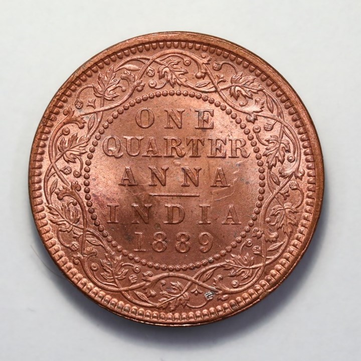 British India 1/4 Anna 1889 UNC