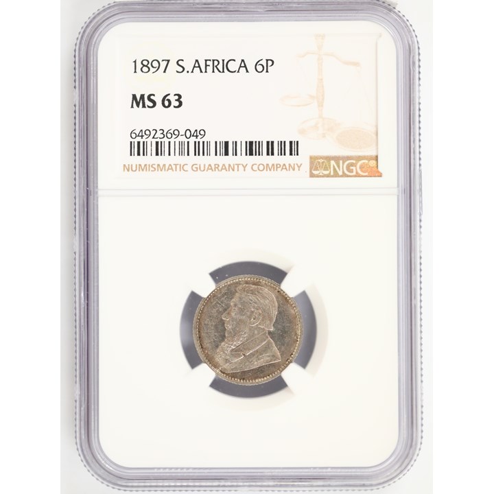 South Africa 3 Pence 1897 NGC MS63