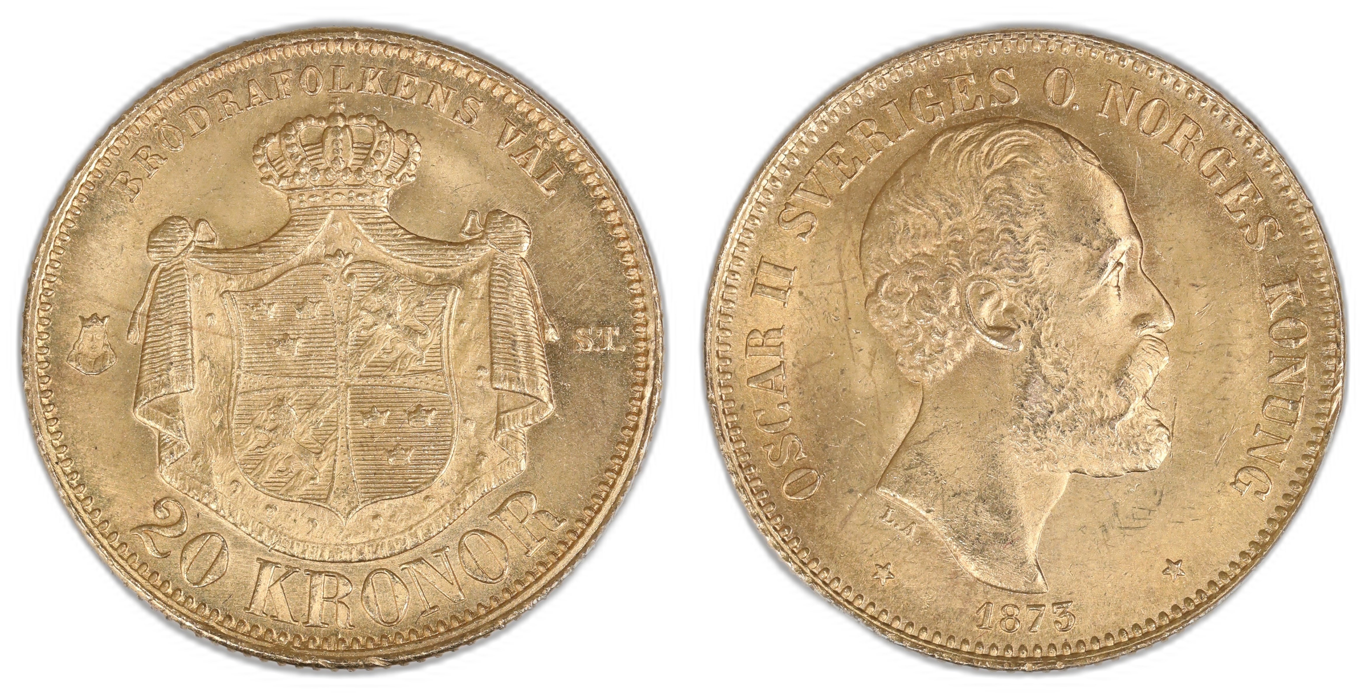 Sverige 20 Kronor 1873  Kv: 0/01