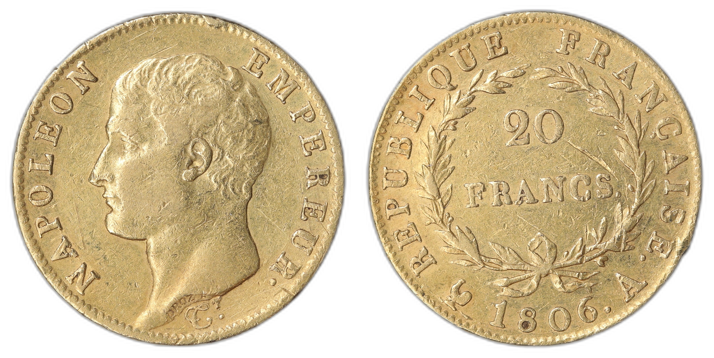 France 20 Francs 1808-A 5.805 gr fine Kv: XF