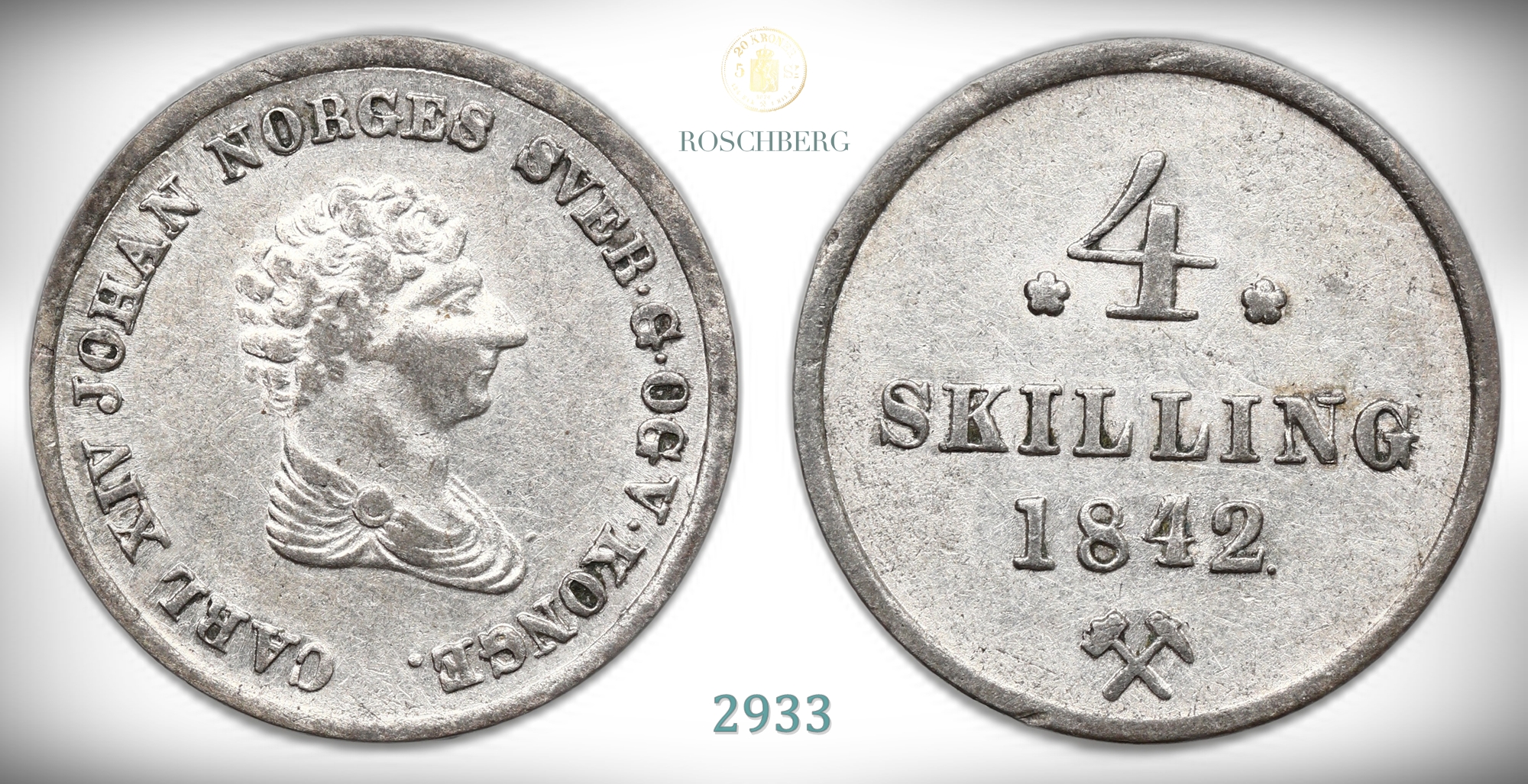 Norge 4 Skilling 1842  Kv: 1+