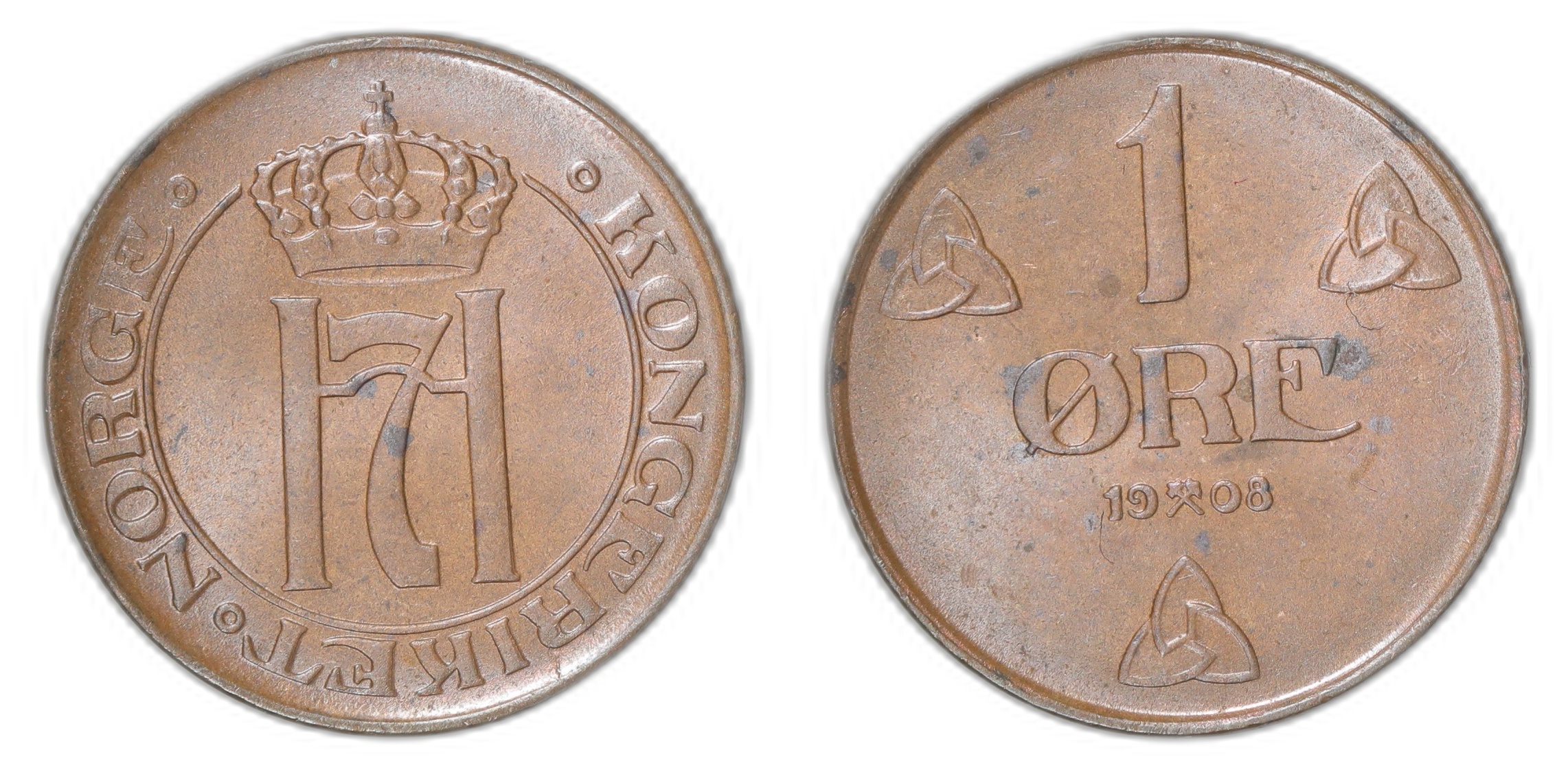 Norge 1 Øre 1908 Kv: 0, flekker