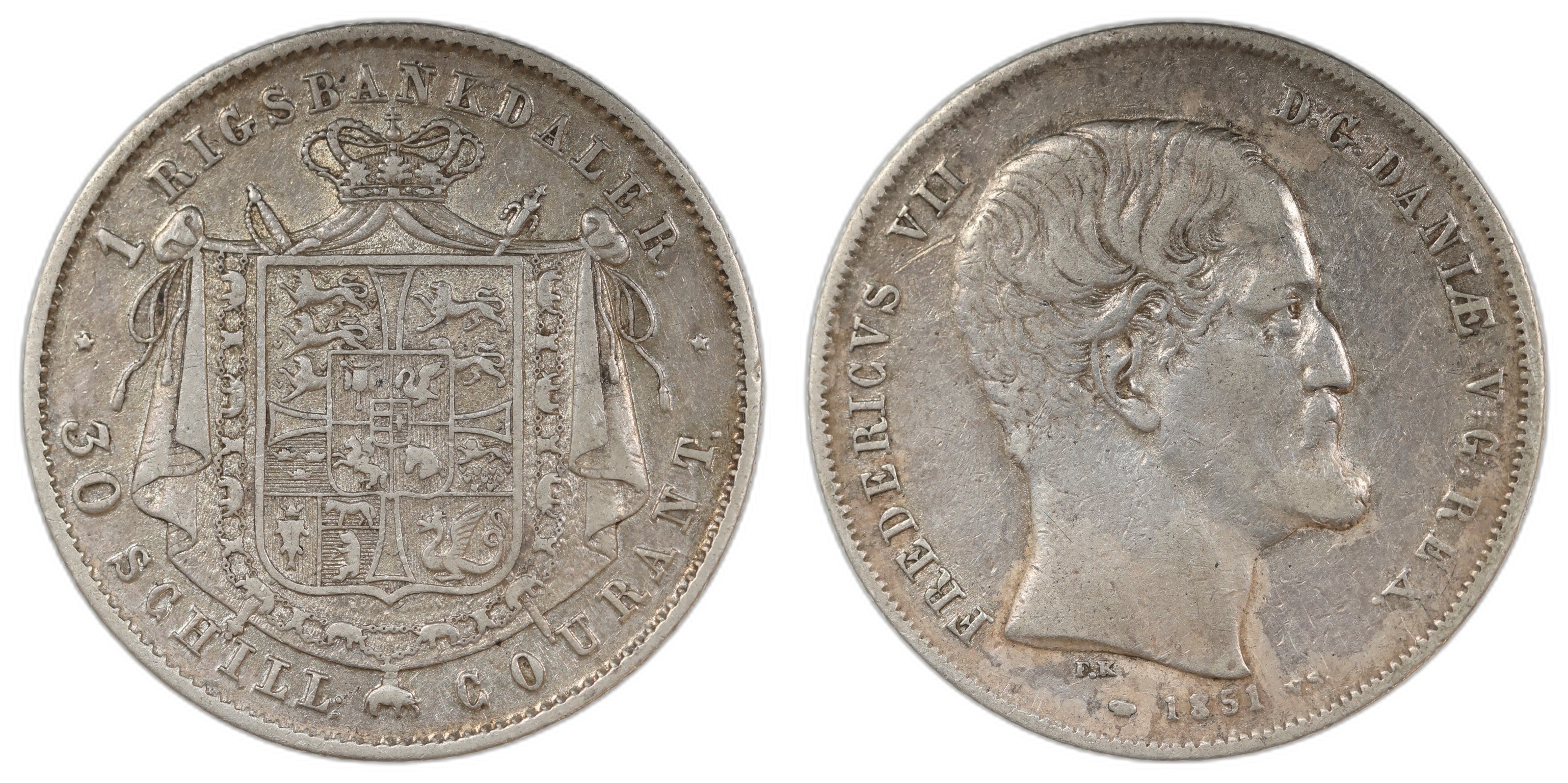 Danmark 1 Rigsbankdaler 1851 Kv: 1+ (VF)