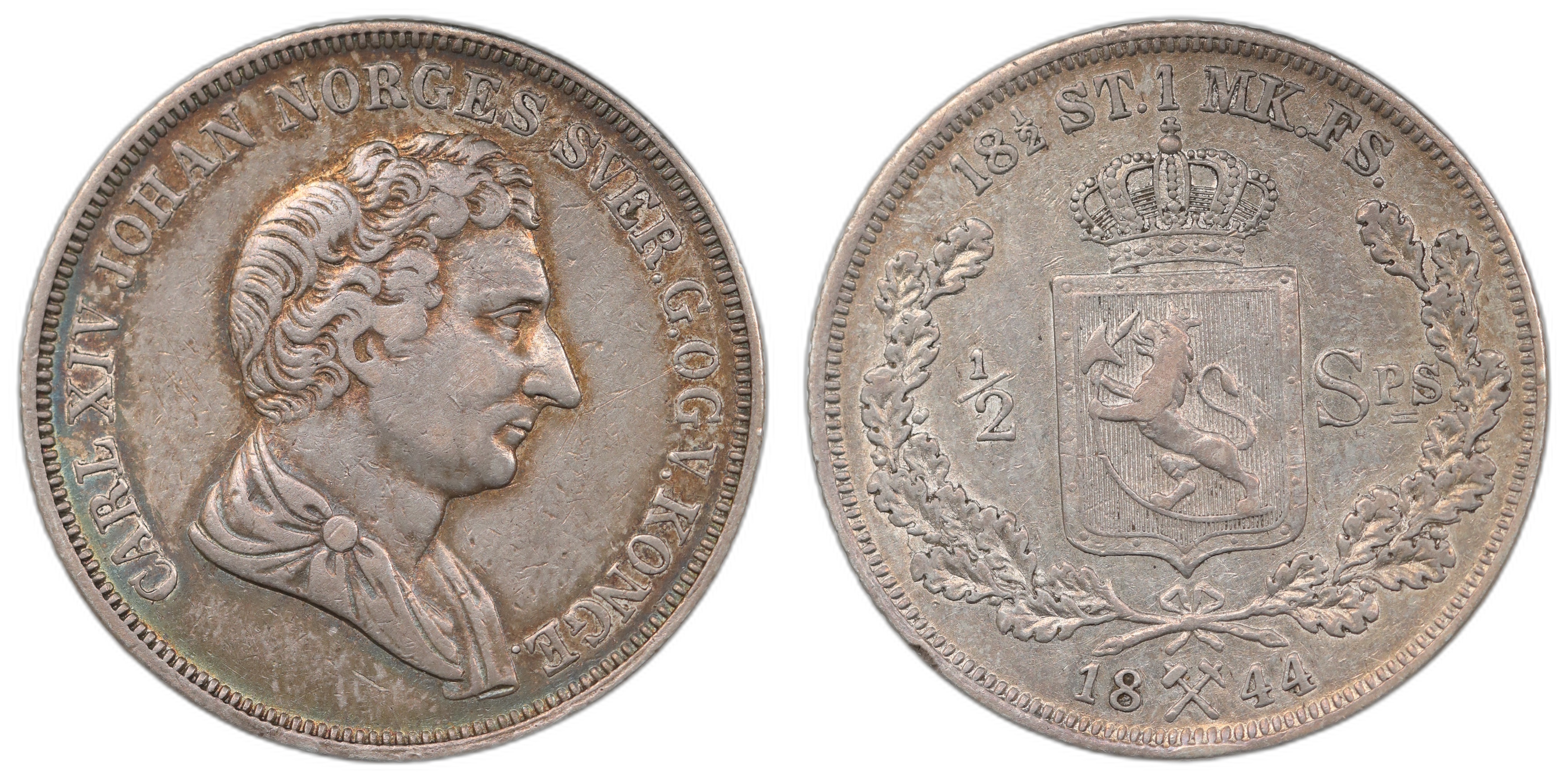 Norge 1/2 Speciedaler 1844 Kv: 1/1+ (VF)