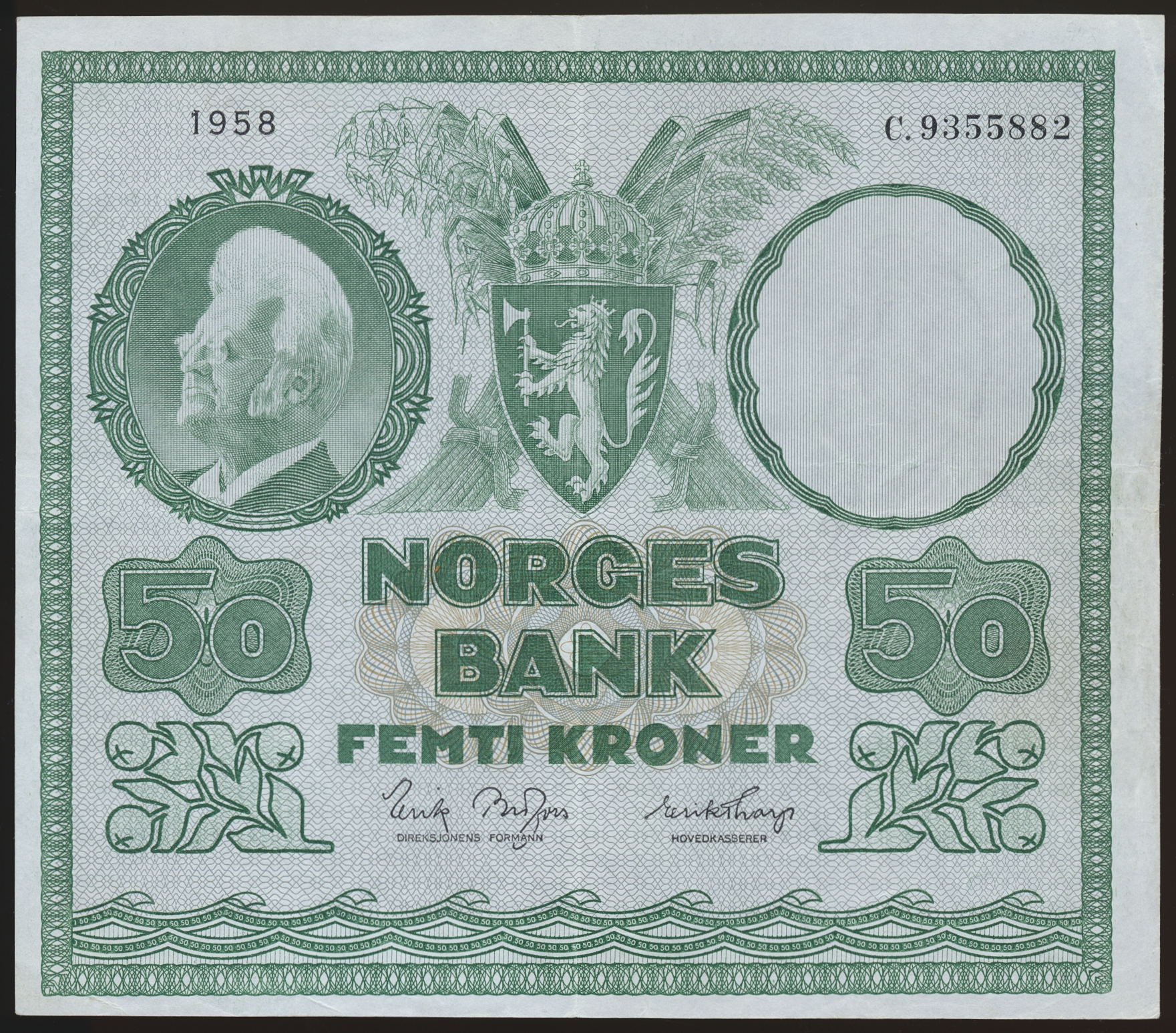Norge 50 Kroner 1958 C  Kv: 1/1+