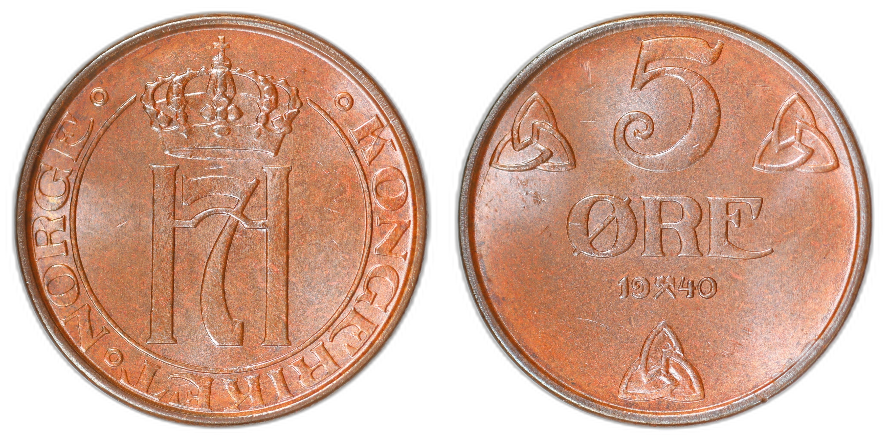 Norge 5 Øre 1940 Kv 0