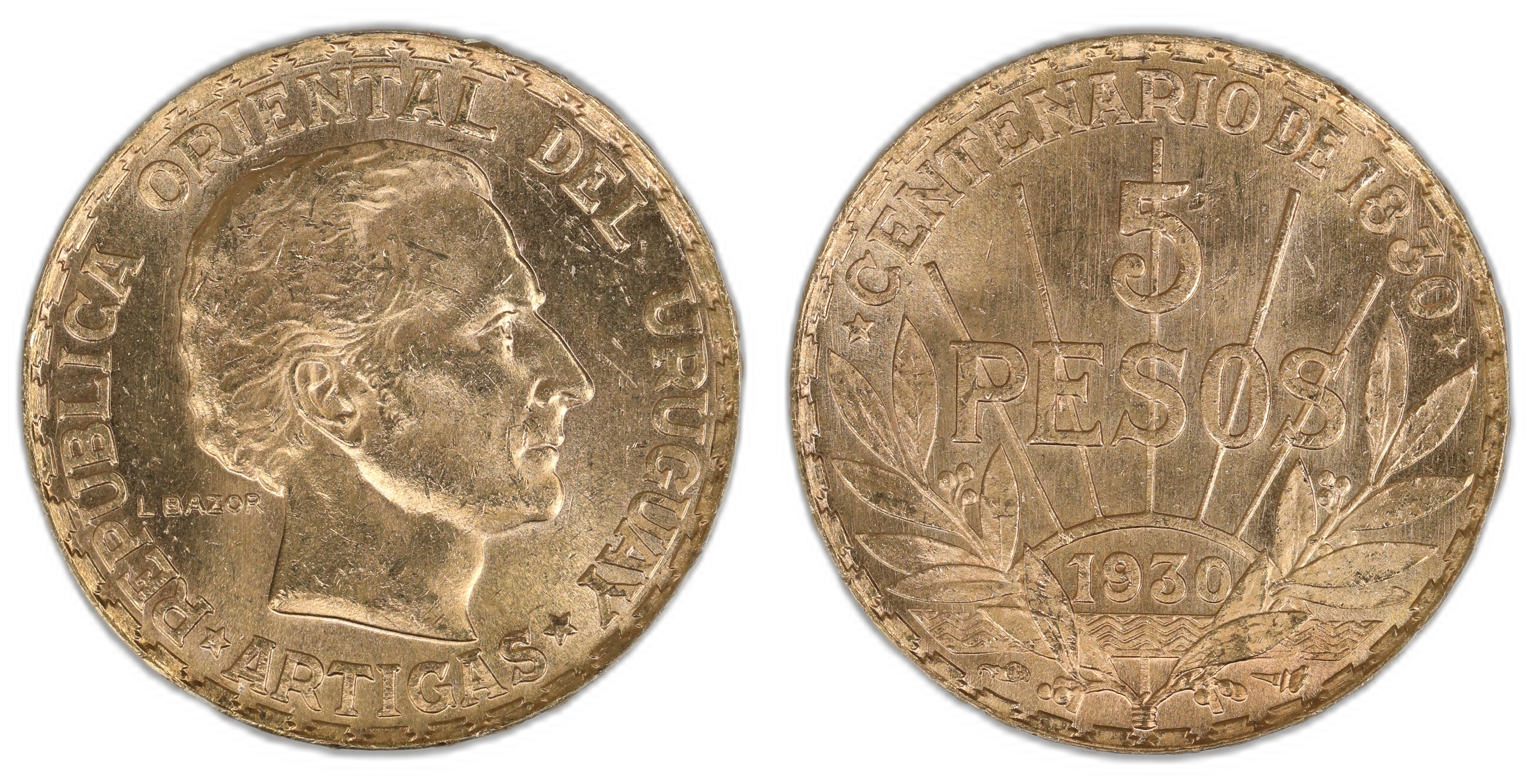Uruguay 5 Pesos 1930  Kv: UNC 