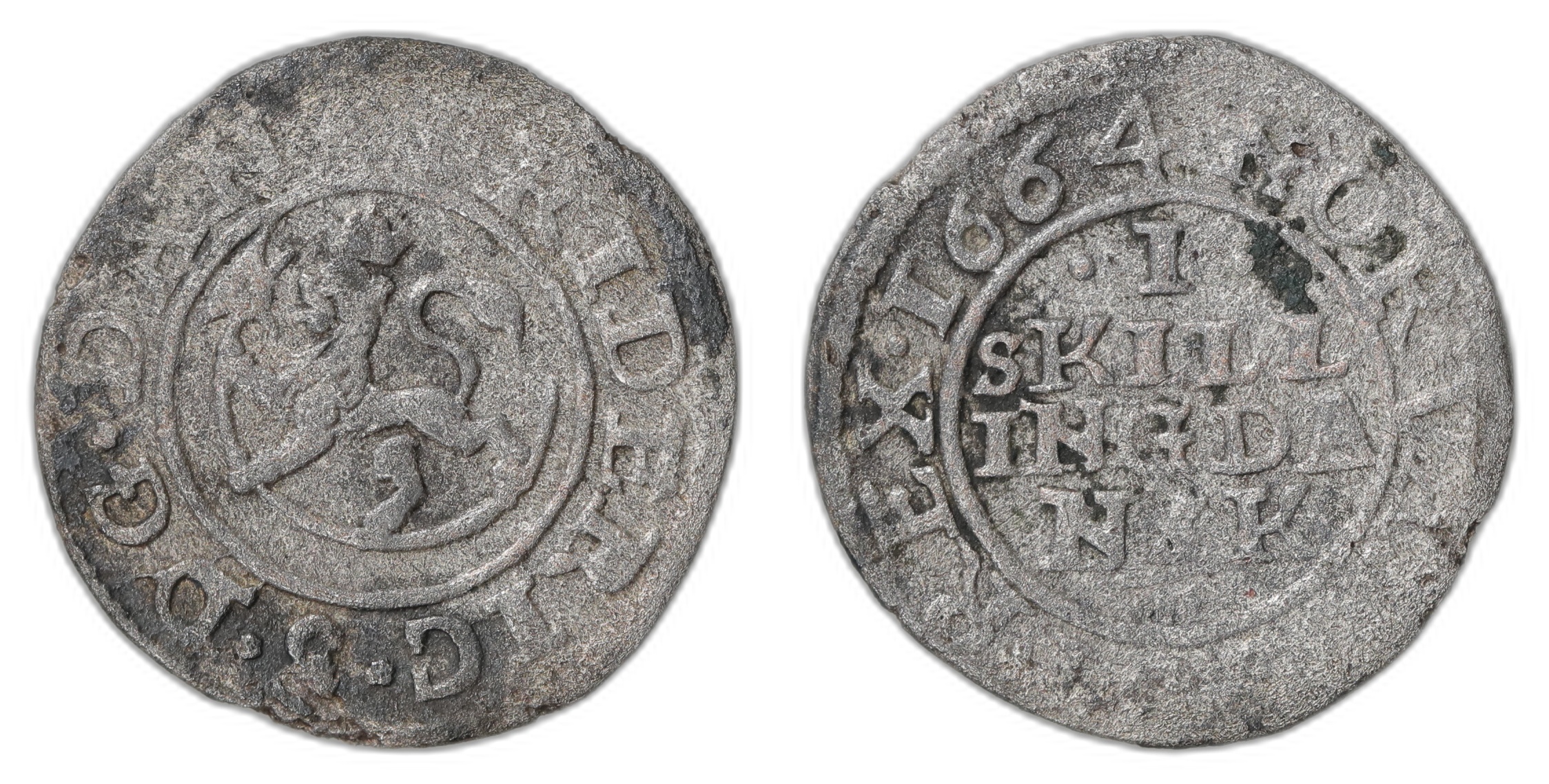 Norge 1 Skilling 1664 Kv: 1