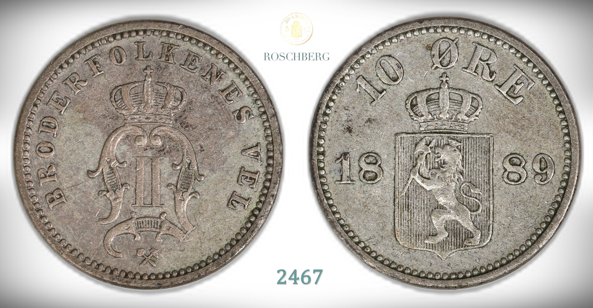 Norge 10 Øre 1889  Kv: 1+