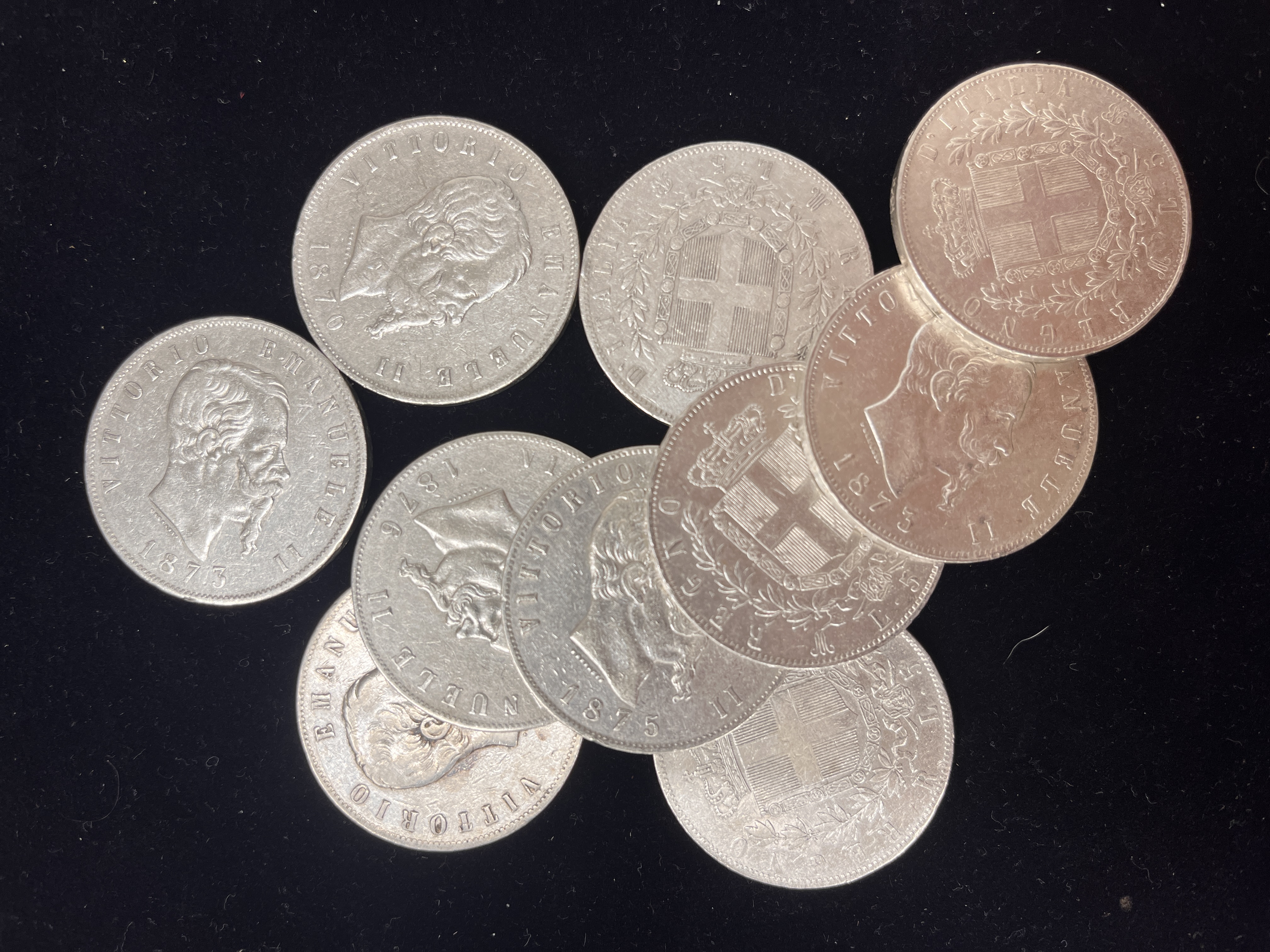10 Stk. Italia 5 Lire 1861-1878