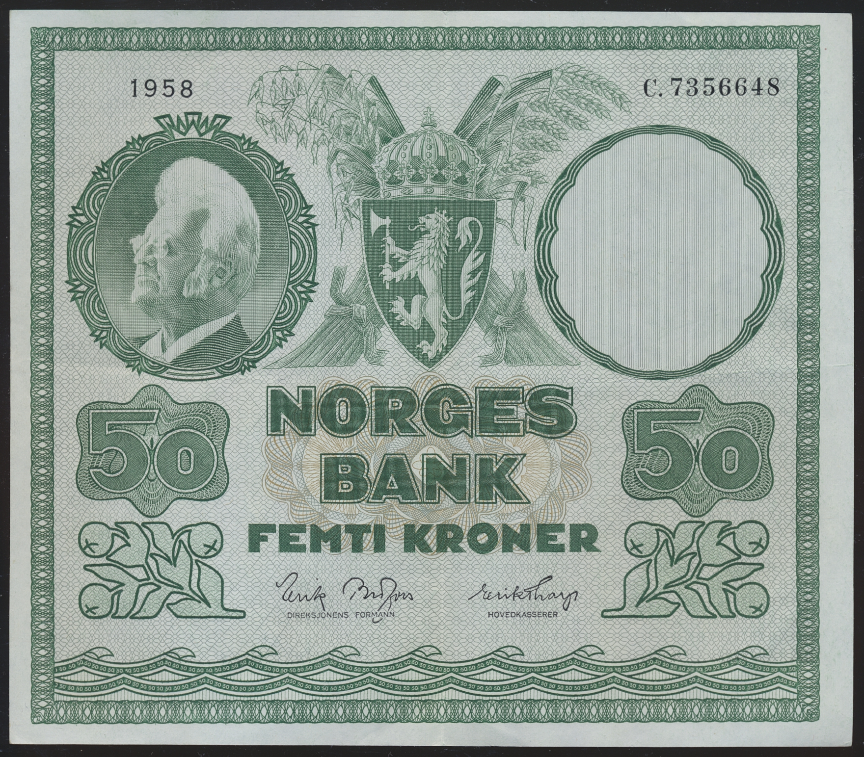 Norge 50 Kroner 1958 C  Kv: 1+