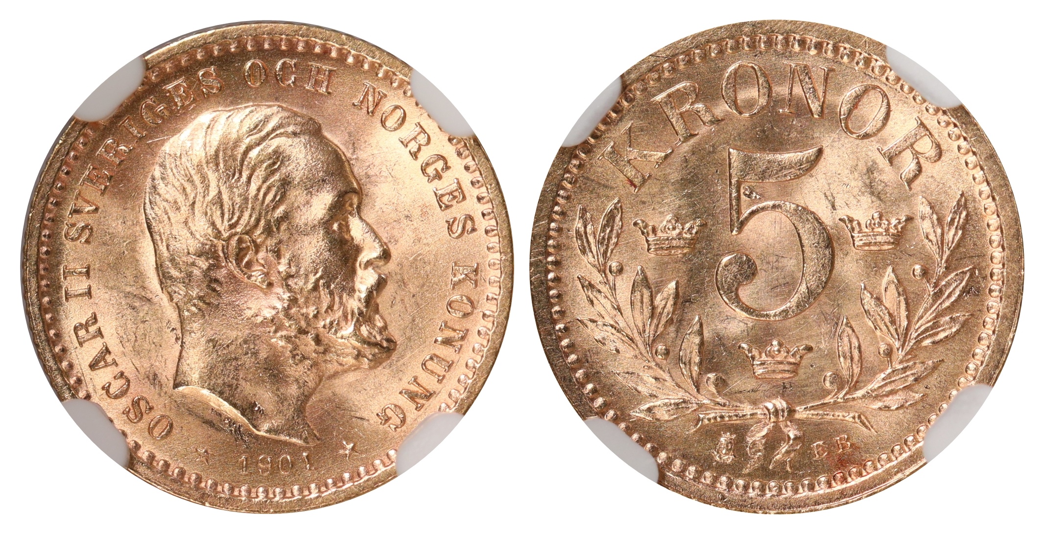Sverige 5 Kronor 1901 Kv: NGC MS63