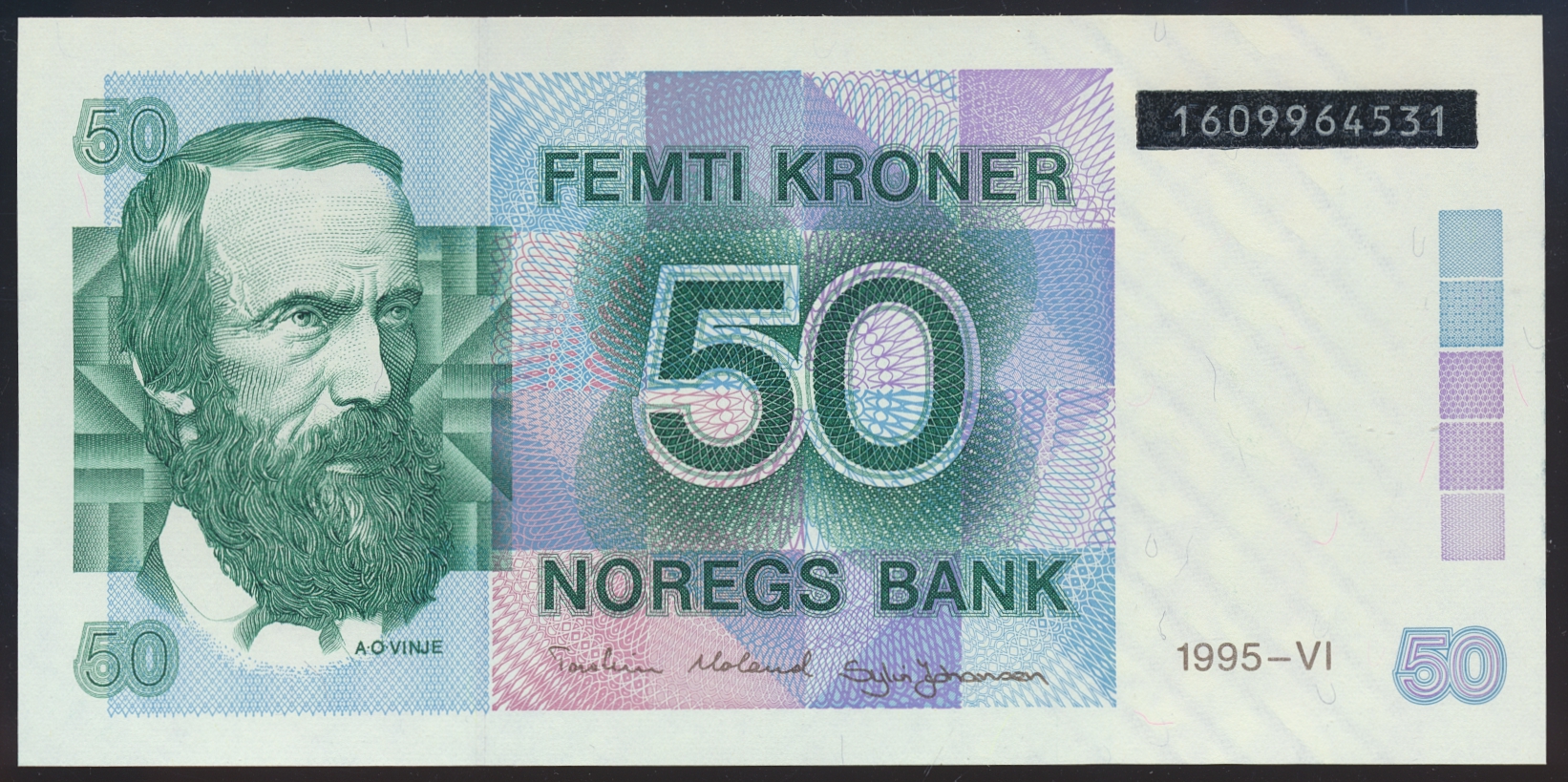 50 Kroner 1995 Sort Nummer Kv 0 (UNC)