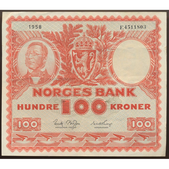 100 Kroner 1958 F Kv 1
