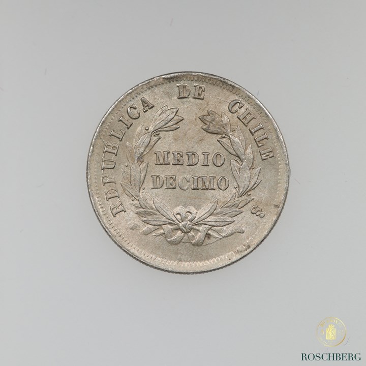 Chile 1/2 Decimo 1878 Kv UNC