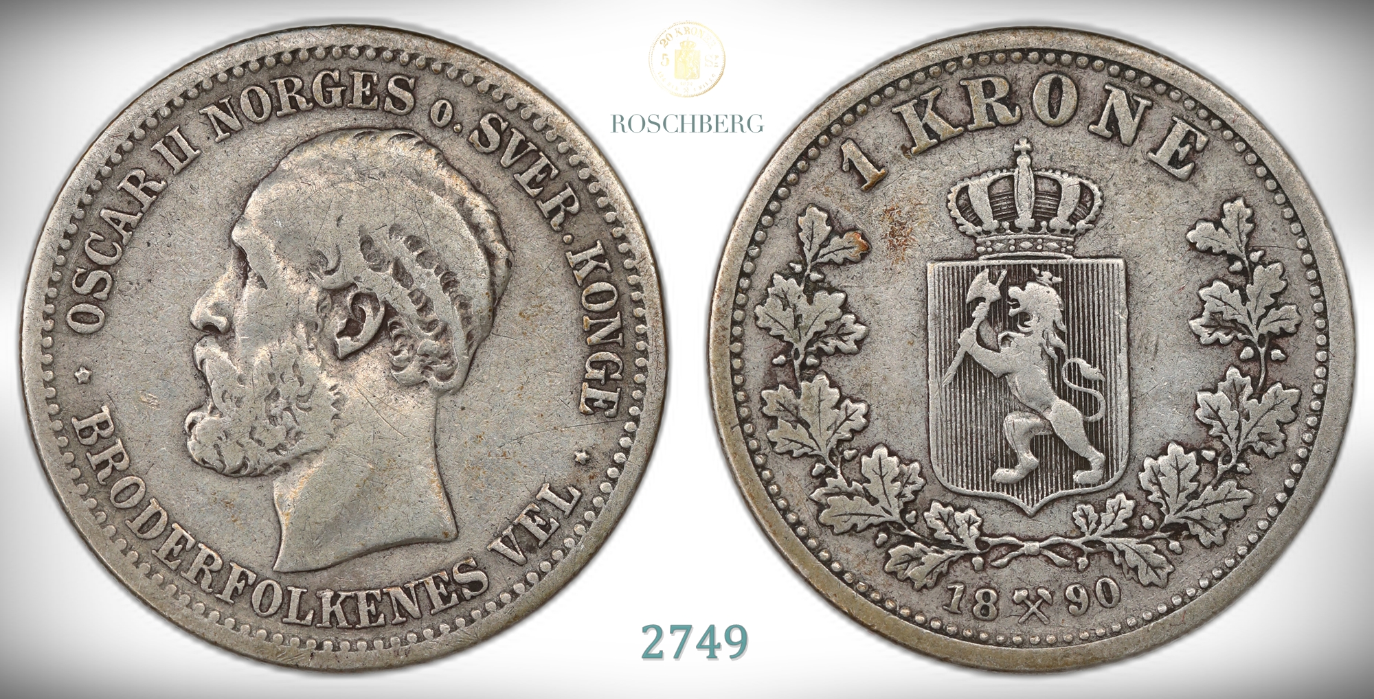 Norge 1 Krone 1890  Kv: 1