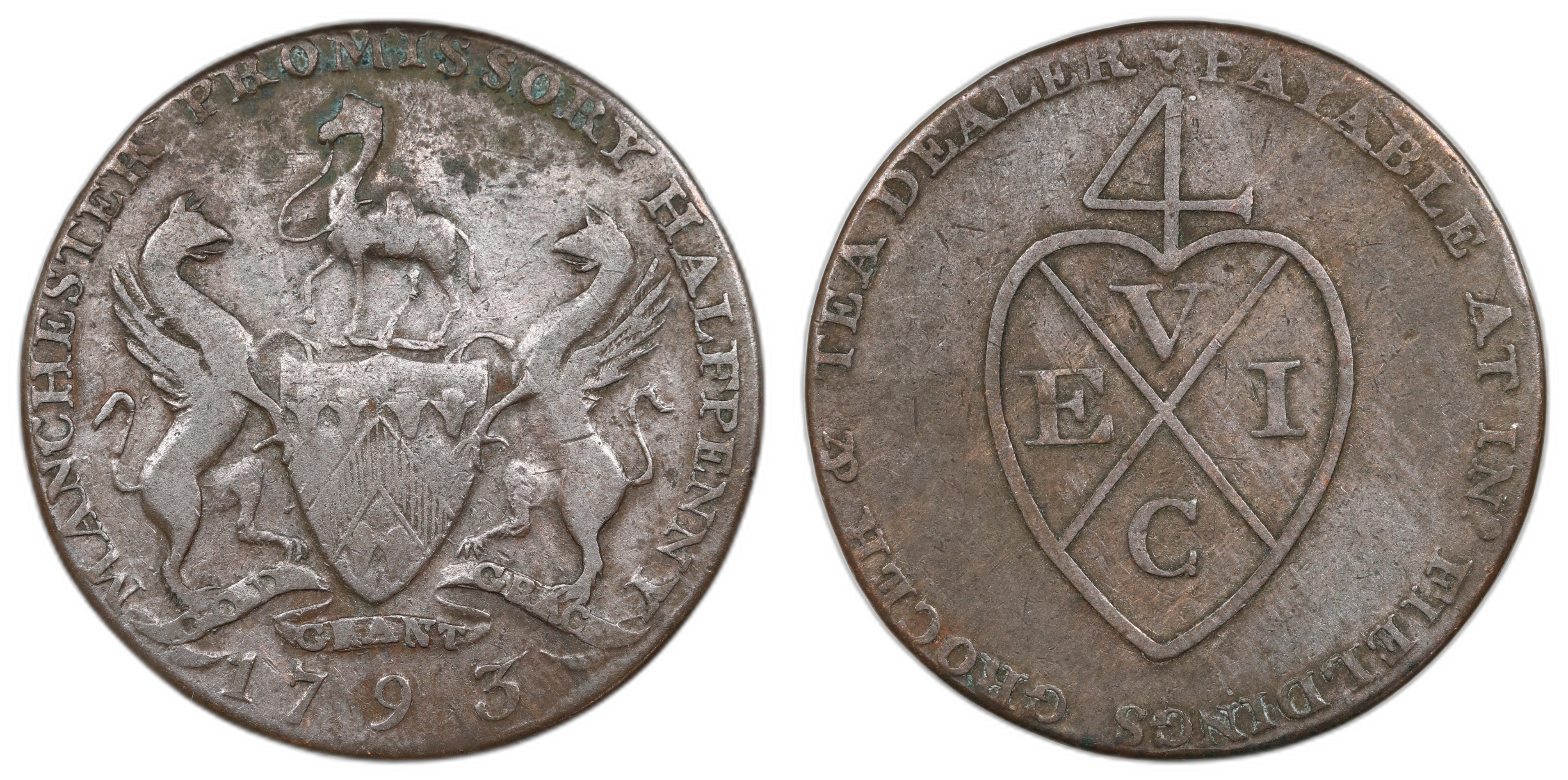 GB - Manchester Half Penny Token 1793 Kv VF