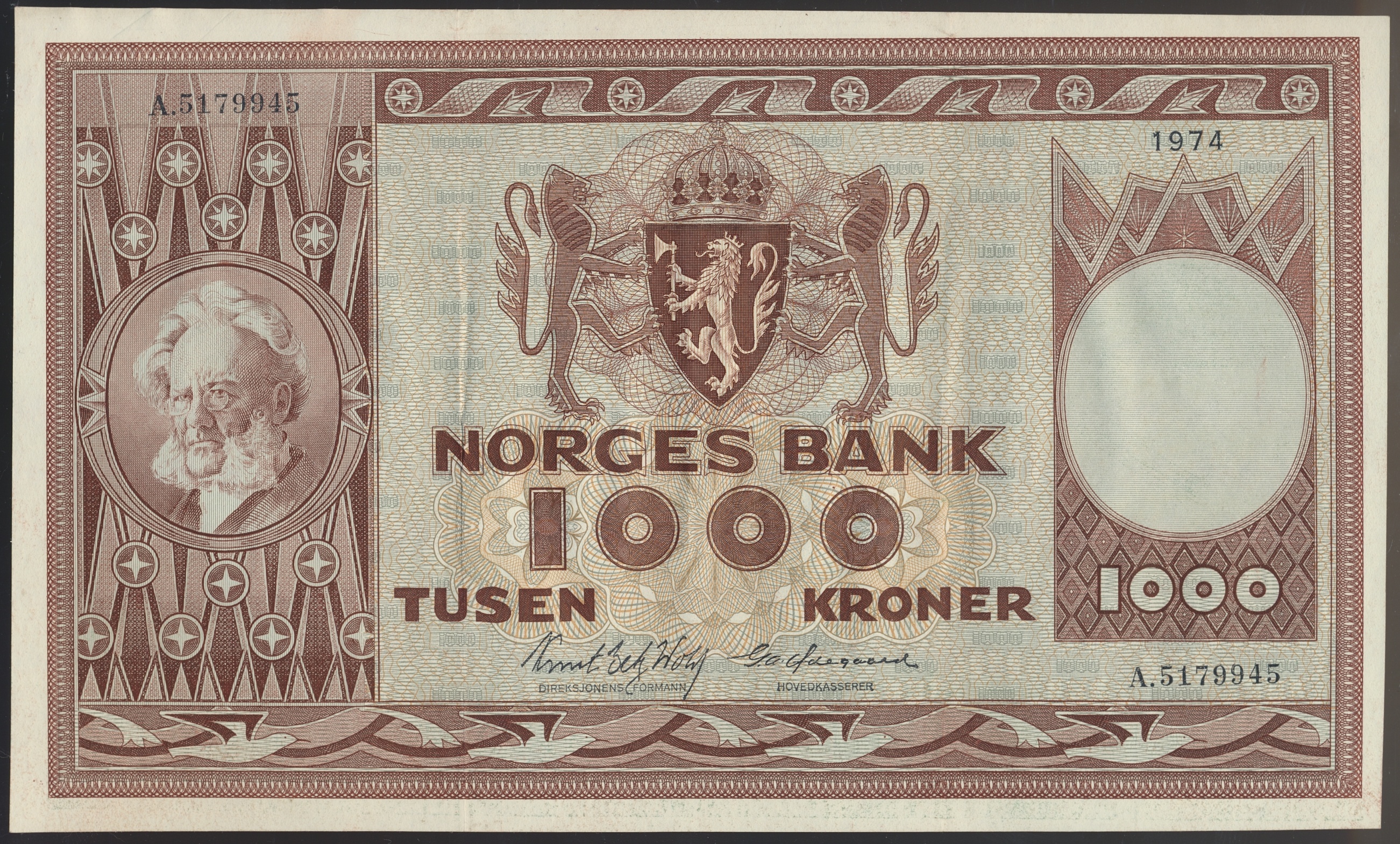 1000 Kroner 1974 A Kv 1+/01