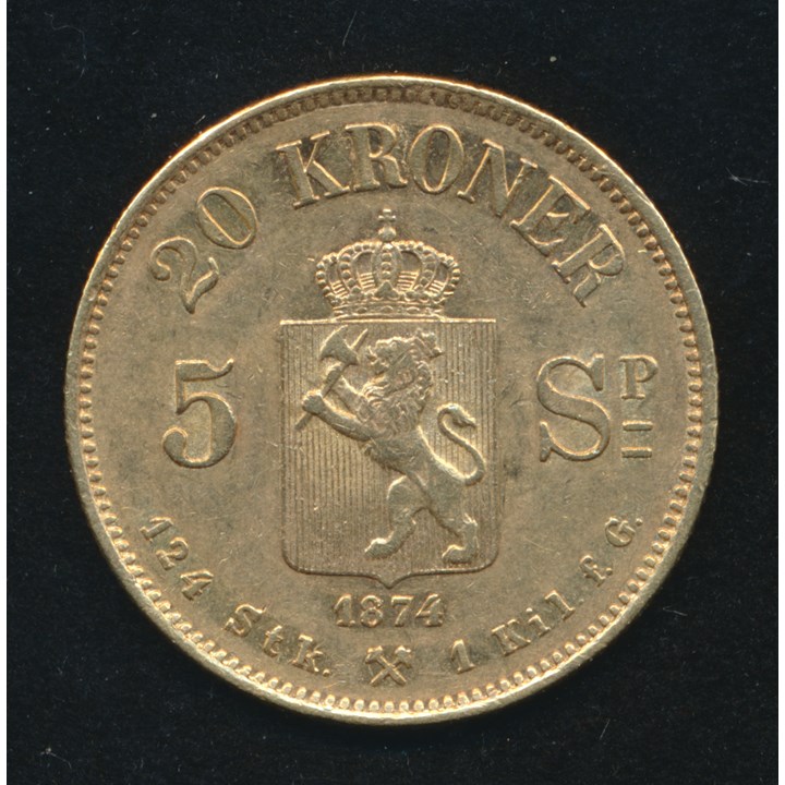 20 Kroner 1874 Kv 1+