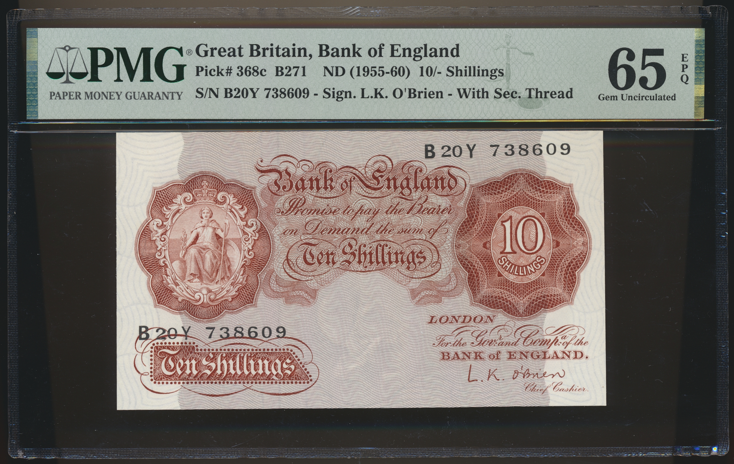 England 10 Shillings ND (1955-60) PMG 65 EPQ