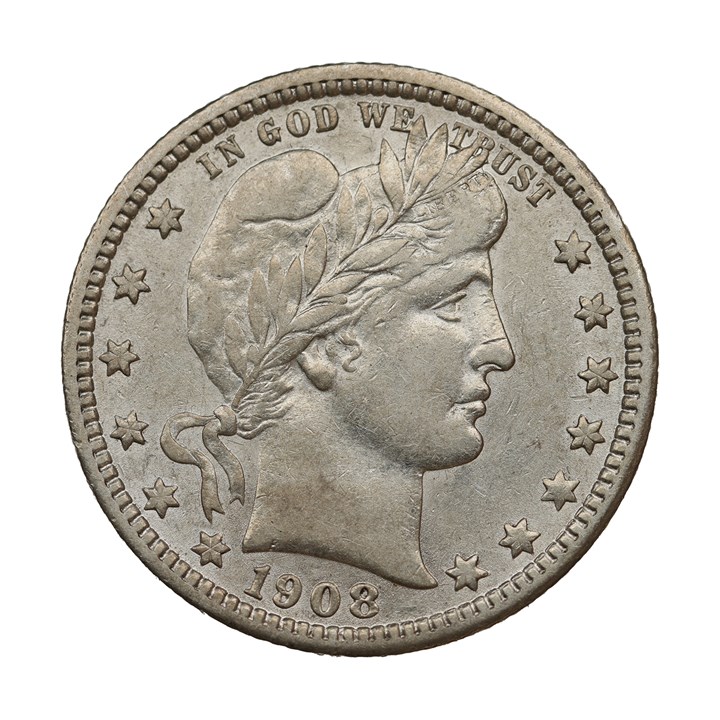 USA Quarter Dollar 1908 AU