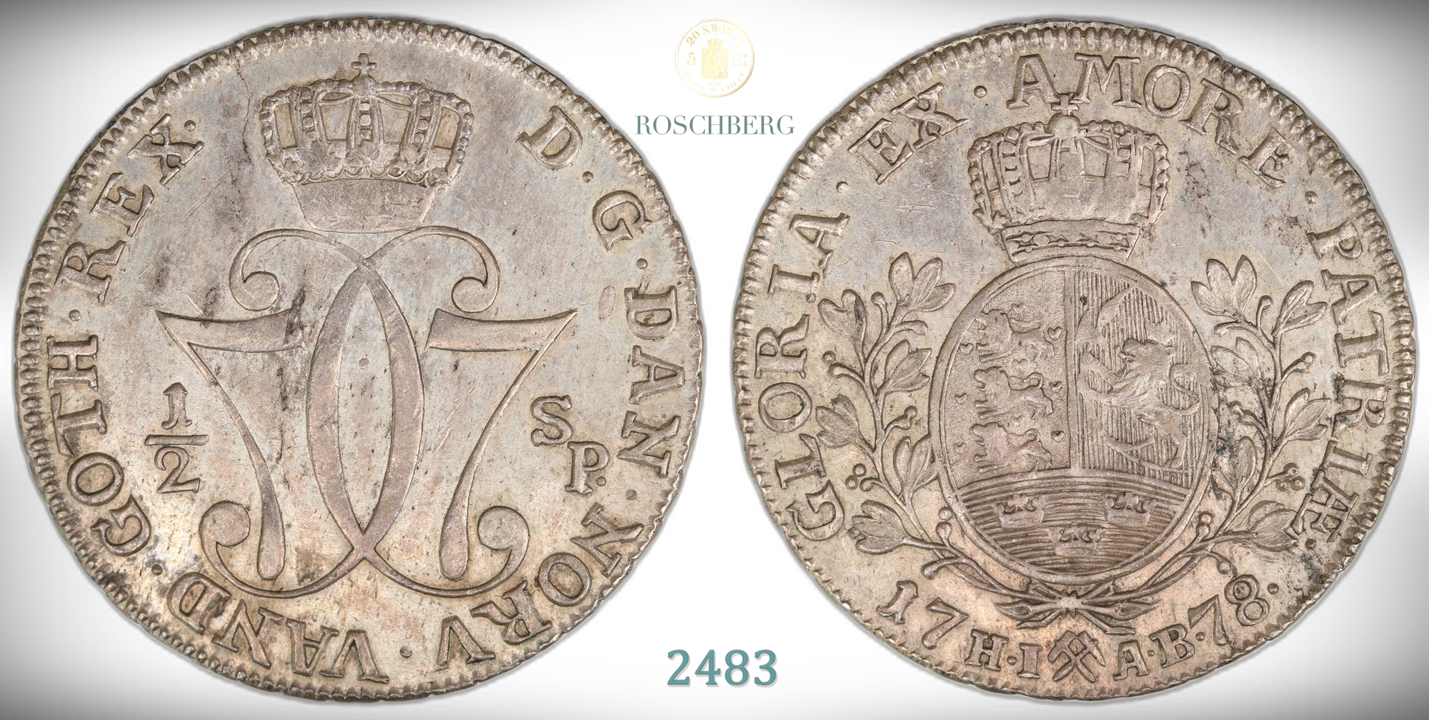 Norge 1/2 Speciedaler 1778 Ex. Zinck Kv: 01